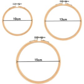 Samcos Embroidery Frame, 3.9 inches (10 cm), 5.1 inches (13 cm), 6.3 inches (16 cm), Set of 3, Embroidery Frame, Cross Stitch Tool, Bamboo Embroidery Frame, Tool, Craft Supplies