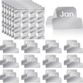 72 Pieces Adhesive Monthly Stickers Monthly Planner Index Tab Decorative Monthly Label Monthly Calendar Stickers for Office Study Planner Journal Notebook (Silver)