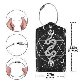 Serpents Gothic Occult 2 Pack Luggage Tags, Unique Leather Suitcase Tags Identifiers with Privacy Name Address Labels & Durable Steel Loop