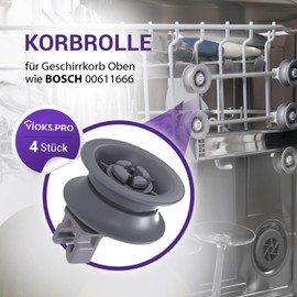 Vioks.pro Dishwasher Wheels Set of 4 Replacement for Bosch 00611666 00165313 Basket Wheels Dishwasher Bosch Accessories for Upper Basket Dishwasher