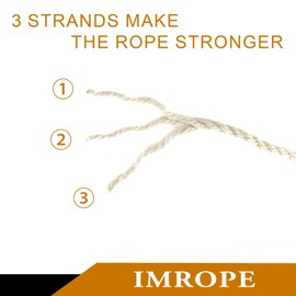 IMROPE 4mm x 200 Feet White Jute Rope, Twine for Gardening Tomato Climbing Plant Tie Floristry Crafts Gift Wrapping Packing Decor