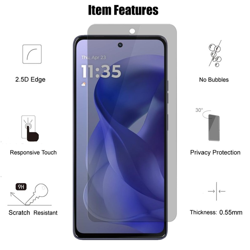 3 Pack Lens & Privacy Screen Protector for Motorola Moto