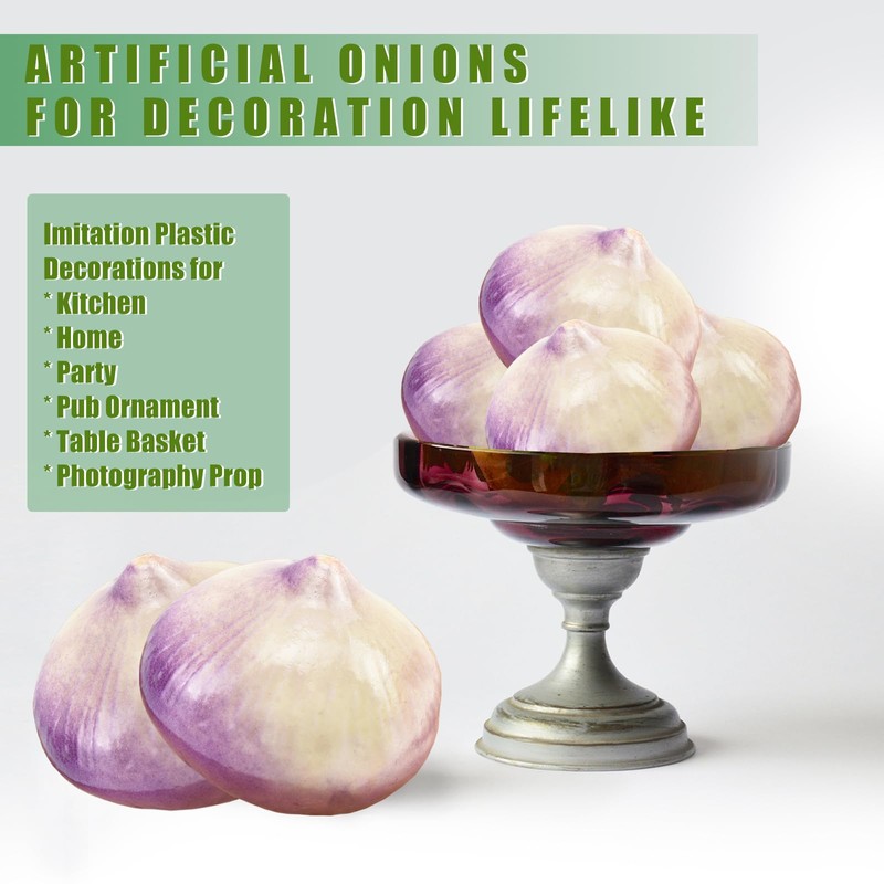 Tuxiaobu Fake Onion, 6 Pcs Faux Plastic Onions, Artificial Fruit