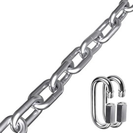 Stainless Steel Link Chain, Ekunbuy 304 Stainless Steel Link Proof Coil Chain Heavy Duty Safety Chain Tow Chain with Quick Link 1/4 Inch Lifting Chain Hanging Swing Trailer, 1300 lbs Load