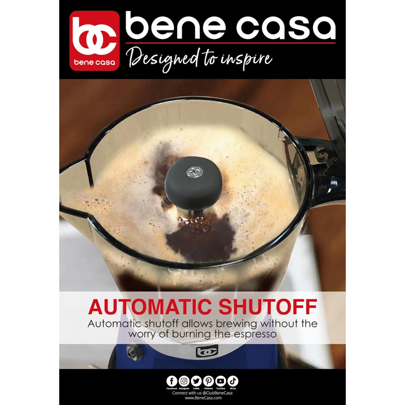 Bene Casa Blue Portable Electric Espresso Maker/Cafetera, 1-3 Cups/Shots (1,