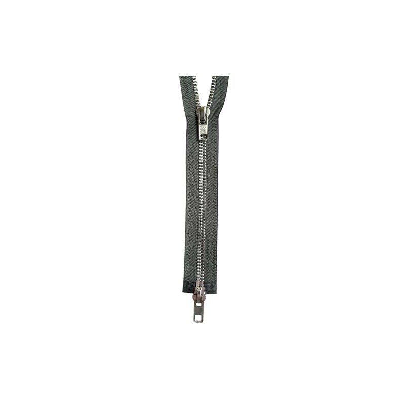 2-Wege Metall - Reißverschluss GROB Silber/Glanz Reißverschlüsse teilbar 8mm 2-MSG_328