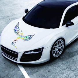 JSCARLIFE Phoenix Car Decals, Practical Laser Phoenix Car Hood Sticker, Self-Adhesive Vinyl Graphics Decals for Car/Truck, Universal Car Hood Body Side Rear Window Stickers(22.9"x19.7")