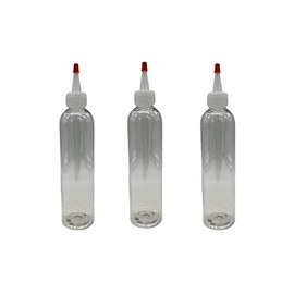 Natural Farms 3 Pack – 8 oz -Clear Cosmo Plastic Bottles – Natural Yorker w Red Tip - for Essential Oils, Perfumes, Cleaning Products