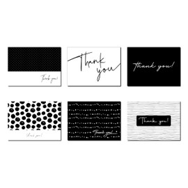 A Little Extra Co 48 Black and White Thank You Cards with Envelopes, 6 different designs, All Occassion, Business, Graduation, Wedding, Birthday gift, modern (5.45” x 4.08”)