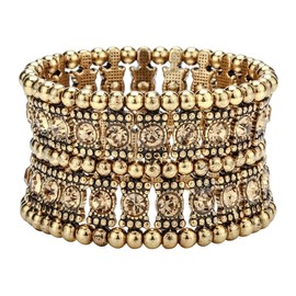Szxc Womens Ballroom Rhinestone Stretch Cuff Bracelets Fit Wrist Circumference From 6.5" to 7.5" - Lead & Nickle Free