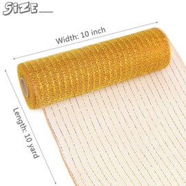MIKIMIQI 2 Pack Deco Mesh 10 Inch x 30 Feet Decor Mesh Ribbon with Metallic Foil Deco Mesh Wreath Supplies Ribbon Mesh Roll for Spring Wreaths Craft Party, Not Wired (Gold Purple)