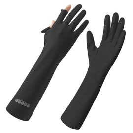 Hymeiluely 15-inch Extended Sun Gloves For Women UV Protection Touchscreen Arm Sun Driving Gloves for Cycling Hiking Golfing Outdoor Activities (Black)