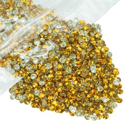 qiipii 3000PCS 5mm Bright Gold Resin Rhinestones for Crafts Clear Golden Flatback Jelly Rhinestones Bulk SS20 Non-Hotfix Golden Stones Diamonds Crystals Gems for Mugs Tumblers Bottles Cups DIY Crafts