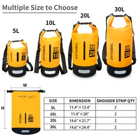 Blackace arteesol Waterproof Dry Bag 5L 10L 20L 30L 20L 20L 30L Waterproof Bag with Long Adjustable Handle for Kayaking Boat Excursion Canoe/Fishing/Rafting/Swimming/Snowboarding