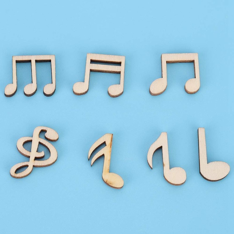 100Pcs Wooden Music Note Mixed Decorative Note Embellishment for Concert