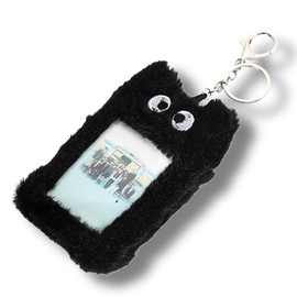 H&J Card Case, Commuter Holder, File, Korean, Tricker Case, Pass Case, Cute, Plush, Key Holder, Black