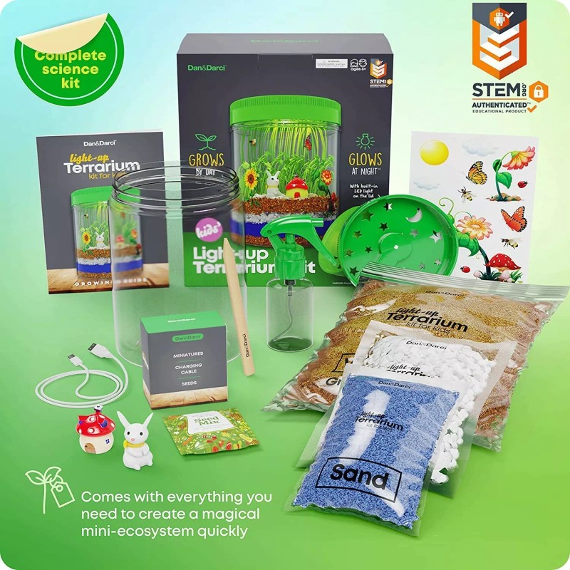 Dan&Darci Light-up Terrarium Kit for Kids with LED Light on