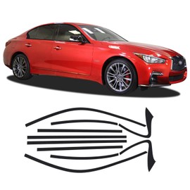 Window Trim Chrome Delete Blackout Precut Vinyl Wrap Overlay Kit Compatible with and Fits Infiniti Q50 2016 2017 2018 2019 2020 - Gloss Black