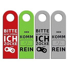 2 Pieces Of Do Not Disturb Door Handles, I Am Playing Games, Or Come In Sign, Prompt Sign, Room Decoration, Suitable Gift For Boys And Gamers (Red, Green, Gray)