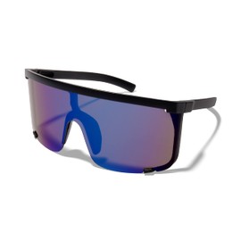 ShadyVEU Oversized Flat Top UV400 Sports Mono Mirrored UV400 Mens Womens Sunglasses (Blue Lens)