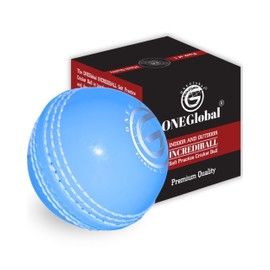 ONEGlobal Incrediball Soft Indoor Outdoor Cricket Ball Rubber Cricket Ball with Core and Stitched Seam for Practice Honing and Family Fun (Blue)