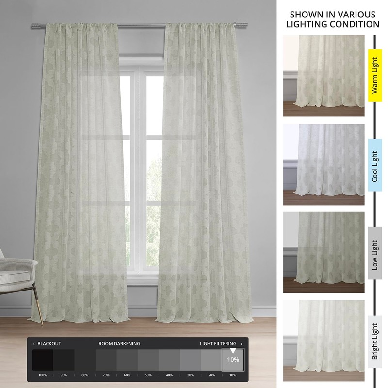 HPD Half Price Drapes Patterned Linen Sheer Curtains For Living