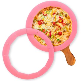 QUWOLACE 2 Pack Adjustable Silicone Pie Crust Shield, Pie BPA-free Pie Crust Protector Cover Kitchen Tool for Baking Pie Pizza, Fit 8-10.7 Inch Pies- Dishwasher Safe (Pink)