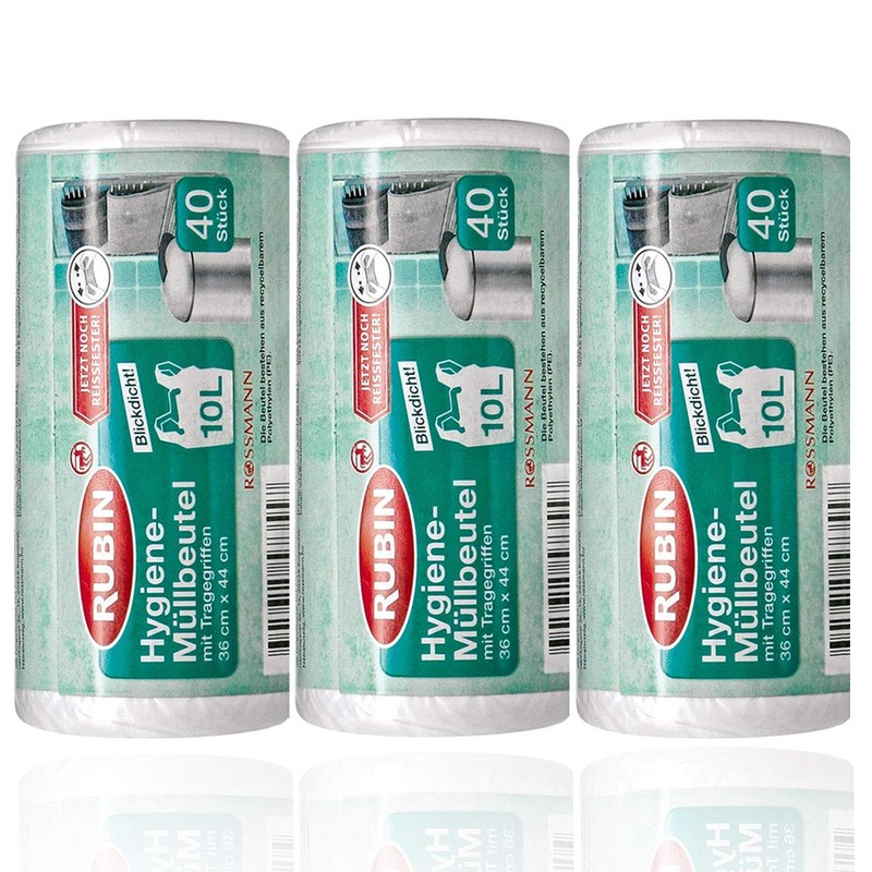 Hygiene Bin Liners with Carry Handle, 10 Litres, Pack of