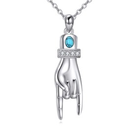ONEFINITY Italian Hand Necklace 925 Sterling Silver Italian Good Luck Hand Sign Pendant Necklace Protection Amulet Jewelry for Women Men, Sterling Silver, No Gemstone