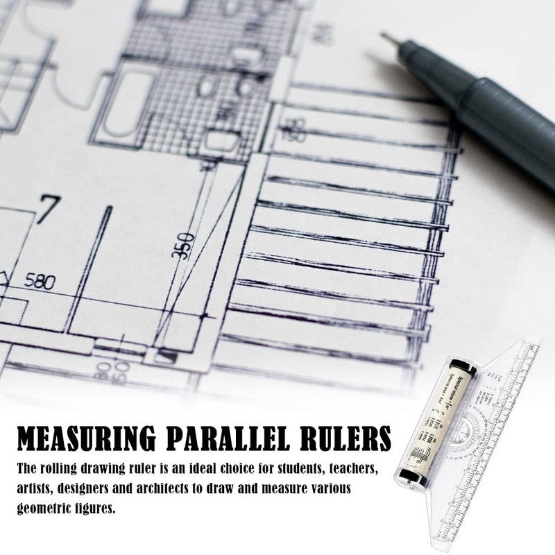 2 Pcs 15cm Rolling Ruler Measuring Parallel Rulers Balancing Scale