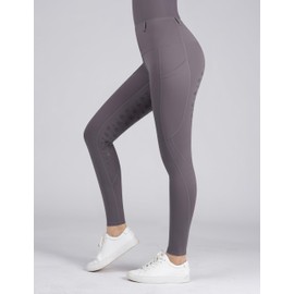 Harrison Howard Women's Full Seat Riding Tights with Side Pockets Horse Riding Pants Equestrian Breeches Grey XS