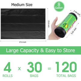 120 Portable Camping Toilet Bags, 8 Gallon Emergency Camp Potty Poop Bags for Adults, Thickened Trash Waste Bags for 5 Gallon Bucket Toilet Seat Camping Trash Can Outdoor