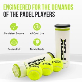 PDX Padel Balls – Pack of 3 | High-Performance Padel Tennis Balls for Indoor & Outdoor Courts | Durable Felt | Consistent Bounce | Ideal for Training, Club Matches & Casual Play