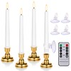 FPOO Flameless Taper Candles Flickering with Remote Timer, 4PCS Battery