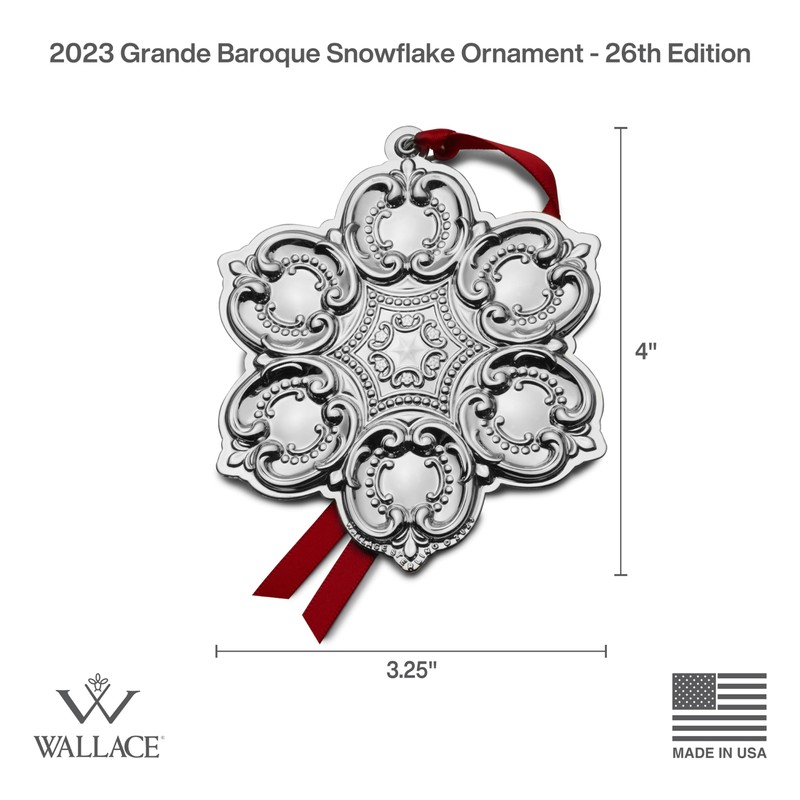 Wallace 2023 Sterling Grande Baroque Snowflake Ornament, 26th Edition