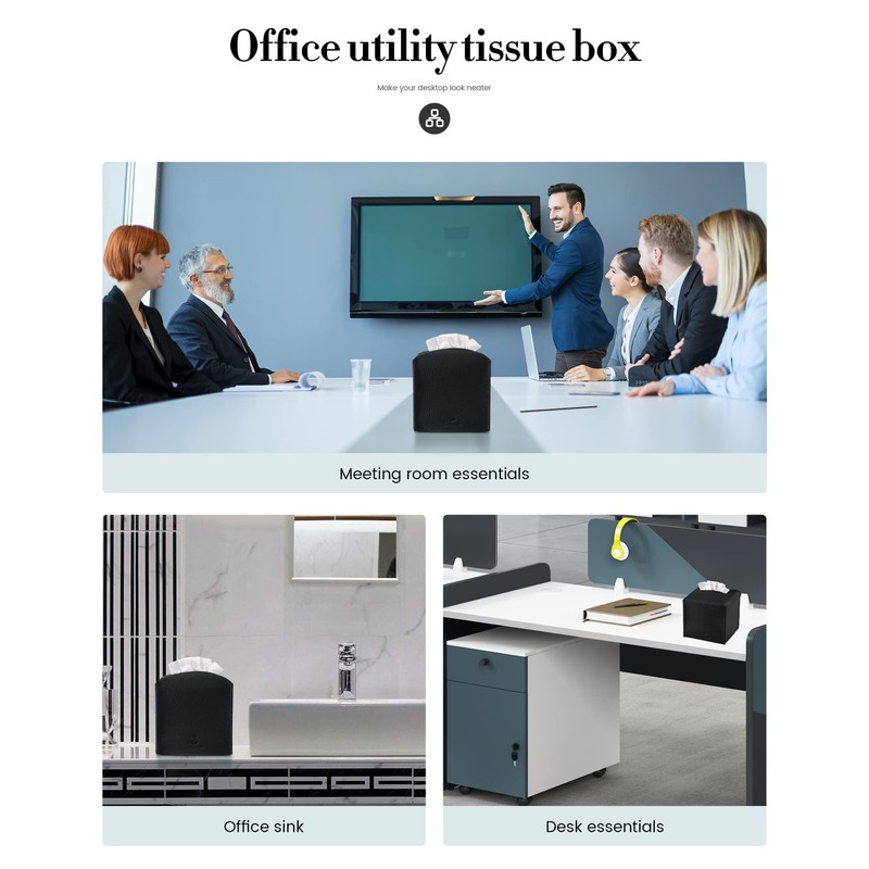 Tissue Box Cover, Jeethemy Square PU Leather Tissue Box Holder,