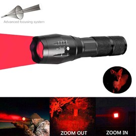 GRABOYY Red LED Flashlight One Mode 350 Yard Red Light Handheld Flashlights Super Bright Tactical Flashlight with Zoomable Waterproof Hunting Torch Light for Astronomy Aviation Night Observation
