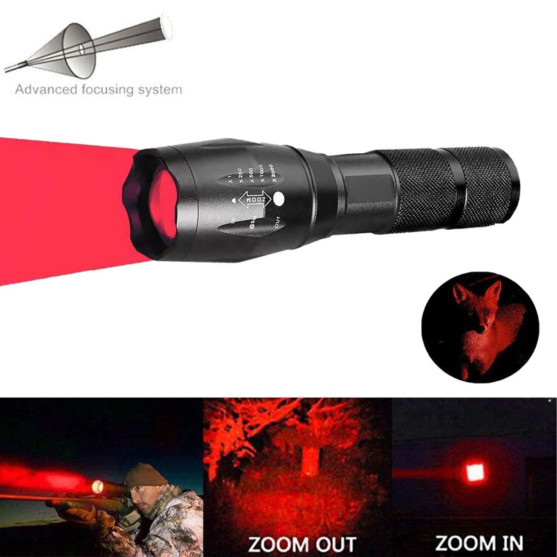 GRABOYY Red LED Flashlight One Mode 350 Yard Red Light