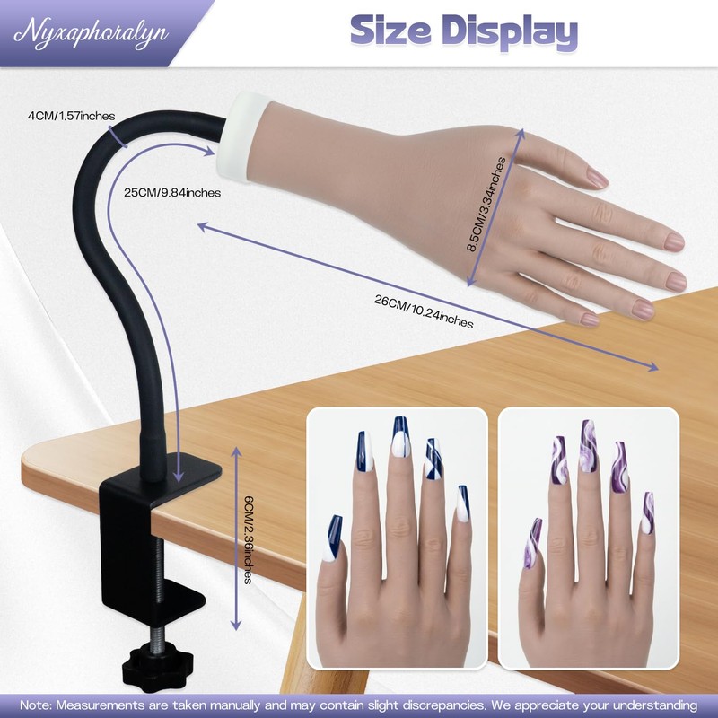 Practice Hand for Acrylic Nails, Flexible Bendable Fake Hand with