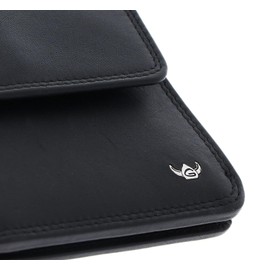 Golden Head Polo RFID Protect Zipped Billfold Coin Wallet with Front Snap Closure Black, black, rfid wallet