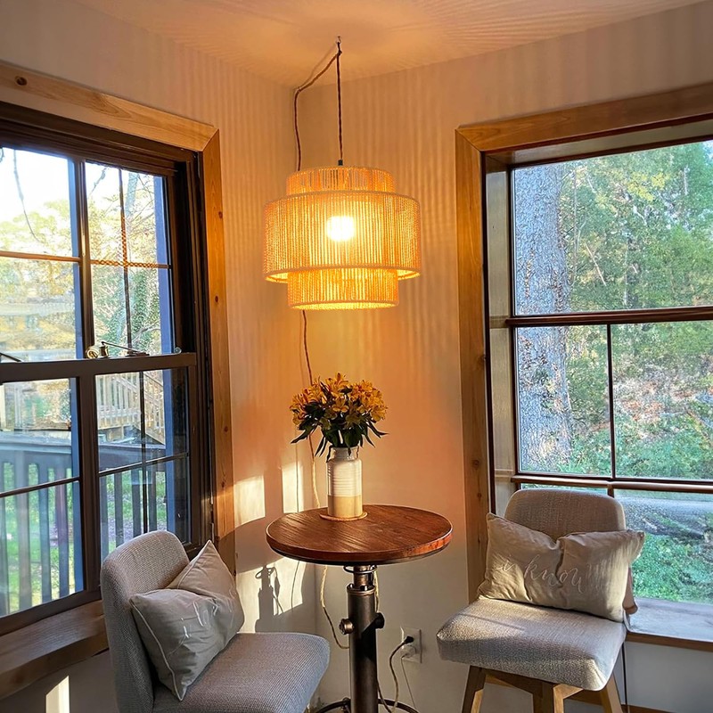 QIYIZM Plug in Pendant Light Hanging Lights with Plug in