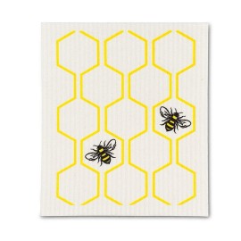 Unbranded Set Of 2 Bee & Honeycomb Dishcloth