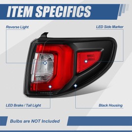 Auto Dynasty Rear Brake Tail Lights Assembly Compatible with 2013 2014 2015 2016 GMC Acadia 13-16, Passenger Right Side 20956903, 23236014, Chrome Housing Red/Clear Lens