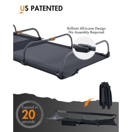 Portal 20-Second Setup Camping Cot, Ultra-Light 7.1 lbs Integrated Travel Foldable Camp Bed with Zipper Tensioning,Tent Friendly Sleeping Cot with Side Pocket, Supports 225 lbs