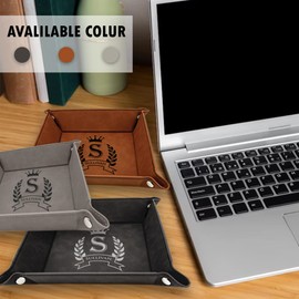 Krazy Case Engraved Genuine PU Leather Valet Tray for Men and Women - Jewelry Organizer and Catchall