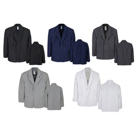 Boy Infant Kid Teen Formal Wedding Black Navy Gray White Blazer Suit Jacket S-20 (Extra Large: (18-24 Months), Black)