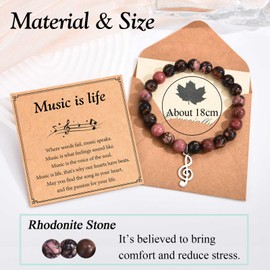 EPVID Music Gifts, Note Charm Red Beaded Bracelet Music Gifts for Women, Perfect Gifts for Musicians Special Gifts for Music Lovers on Christmas Birthday