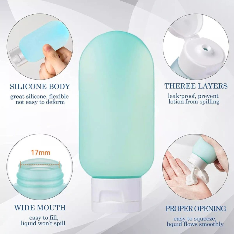 SANBREVE Contenedores De Viaje, Botella Viaje De Silicona 11 Piezas