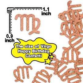 Virgo Birthday Confetti, Big Virgo Energy Paper Scatter, 12 Constellation August September Birthday Table Confetti, Horoscope Astrology Birthday Party Decorations Supplies, 200pcs, Rose Gold Glitter