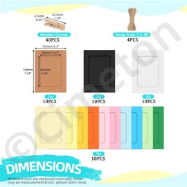 Cimeton 40Pcs Paper Picture Frames 5x7 inch Cardboard Photo Frame Cardboard Picture Frames Kit with Wooden Clips and String Multi-Color Paper Photo Frame DIY Cardboard Photo Frames for Wall Decor